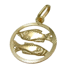 Anhänger Kettenanhänger Sternzeichen Fische aus 375 Gold Gelbgold Goldanhänger