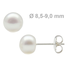 8,5-9,0 mm Perlen Stecker Ohrstecker 925 Silber Süßwasser-Zuchtperlen weiß Perlenohrstecker für Hochzeit