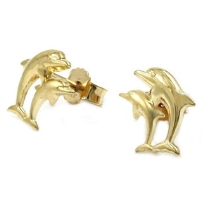 Stecker Ohrstecker Delfine Delfin-Pärchen aus 375 Gold Gelbgold Goldohrstecker