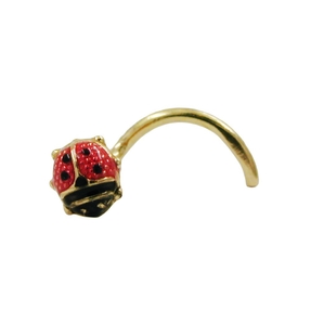 Nasenstecker Nasenpiercing Marienkäfer aus echtem 750 Gold Gelbgold Damen