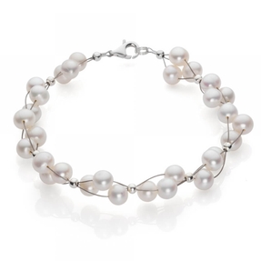 Armband aus Süßwasser Perlen Zuchtperlen creme-weiß Armschmuck Damen Hochzeit