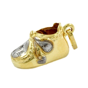 Babyschuh - Anhänger Kettenanhänger aus 375 Gelbgold teil-rhodiniert Kinder