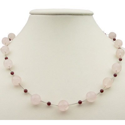 Kette aus Rosenquarz und Granat