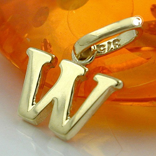 Anhänger Buchstabe W aus 375 Gelbgold