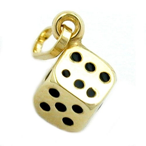 Kleiner Anhänger Goldwürfel Würfel Spielwürfel aus 375 Gold Gelbgold glänzend