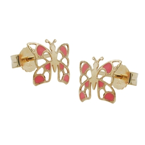 Ohrstecker Ohrringe Schmetterling orange lackiert 375 Gold Gelbgold Kinder
