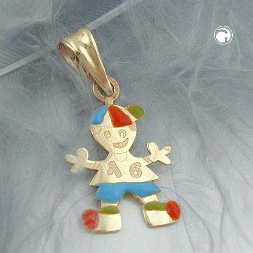 Goldanhänger Junge rot-blau 375 Gelbgold