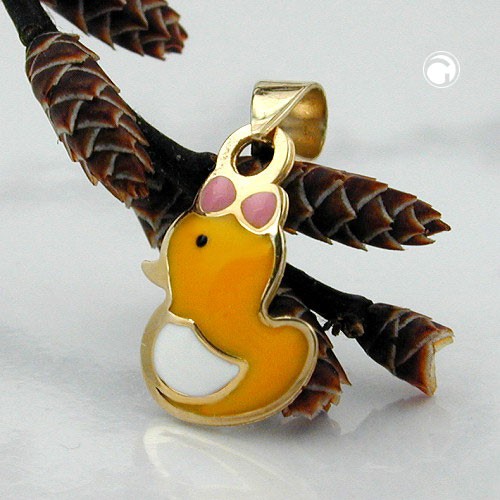 Anhänger kleine Ente 375 Gold für Kinder