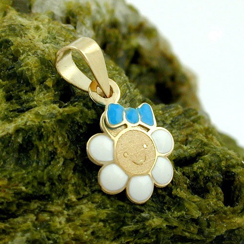 Anhänger Blume mit Gesicht 375 Gold Kinder