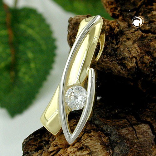 Anhänger mit Zirkonia 9 Kt 375 Gold bicolor
