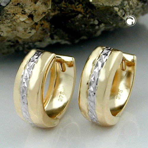 Ohrringe Creolen bicolor 375 Gold gelb weiß Damen