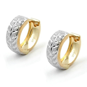 Creole Creolen Ohrringe diamantiert 375 Gold Weißgold & Gelbgold Goldohrringe