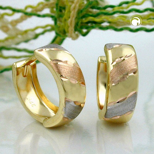 Creolen tricolor 375 Gelbgold Weißgold Rotgold Damen