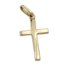 Anhänger Goldanhänger Kreuz 375 Gold Gelbgold schlicht diamantiert Unisex