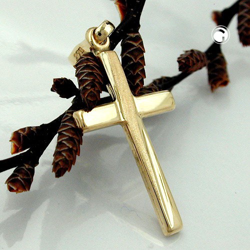 Anhänger Kreuz aus 375 Gelbgold. schlicht