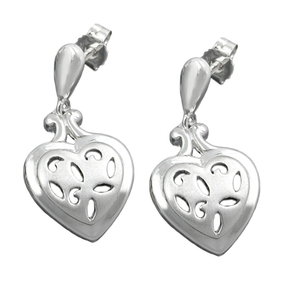 Ohrringe Ohrstecker Herz Herzen aus 925 Silber matt Rand glänzend für Damen