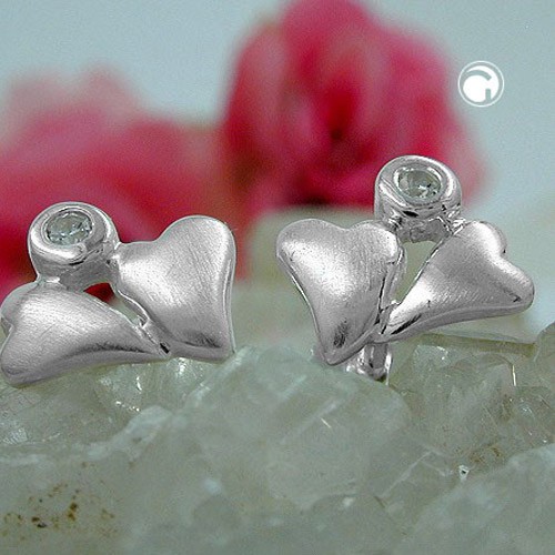 Ohrstecker Herzen mit Zirkonia 925 Silber