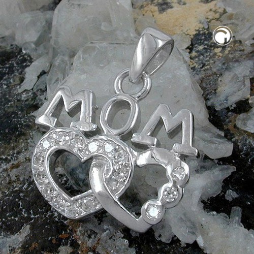 Anhänger MOM Herzen mit Zirkonia 925 Silber