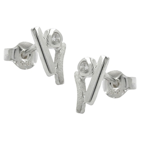 Stecker Ohrstecker aus 925 Silber matt - glänzend mit Zirkonia für Damen