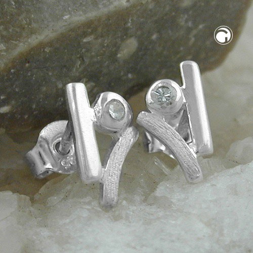 Ohrstecker 925 Silber Zirkonia matt-glänzend