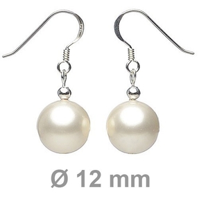 Ohrringe Ohrhänger Muschelkernperlen 12mm & 925 Silber weiß Ohrschmuck Perlen Damen