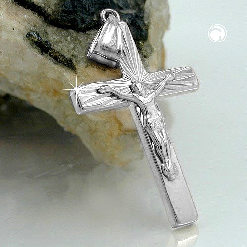 Kettenanhänger Kreuz mit Jesus 925 Silber glänzend