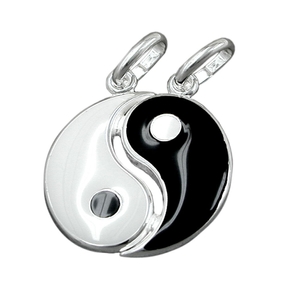 Partner Anhänger Yin-Yang aus echtem 925 Silber lackiert Unisex