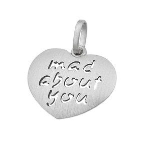 Anhänger Kettenanhänger Herz ' mad about you ' aus 925 Silber matt Damen