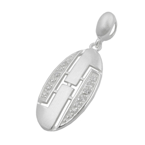Anhänger Kettenanhänger Zirkonia weiß echtes 925 Silber matt oval Damen