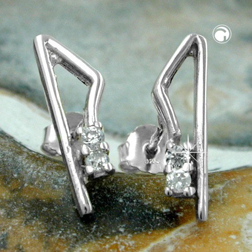 Ohrstecker mit Zirkonia eckig 925 Silber