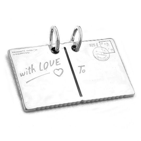 Postkarte with Love - Anhänger zum Teilen 925 Silber Partneranhänger Unisex