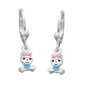 Ohrhänger Ohrringe Brisur pink-hellblau 925 Silber für Kids Kinder