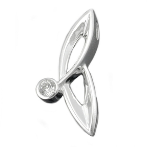 Designer Anhänger aus echtem 925 Silber & Zirkonia weiß schlicht für Damen