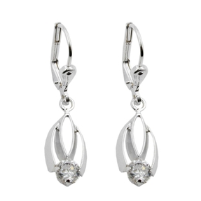 Ohrhänger Ohrringe Brisur aus echtem 925 Silber mit Zirkonia weiß für Damen