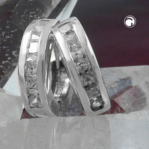 13mm Creolen Ohrringe 12 Zirkonia 925 Silber