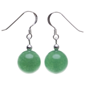 Ohrringe Ohrhänger aus Jade Kugel grün & 925 Silber Ohrschmuck Ohrhaken