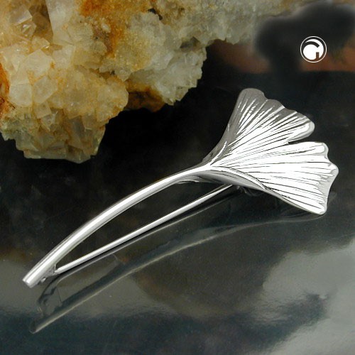 Ginkgoblatt Brosche 60mm 925 Silber
