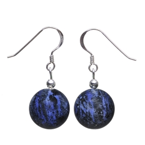 Ohrringe Ohrhänger aus Dumortierit Kugel dunkelblau-violett & 925 Silber Ohrschmuck