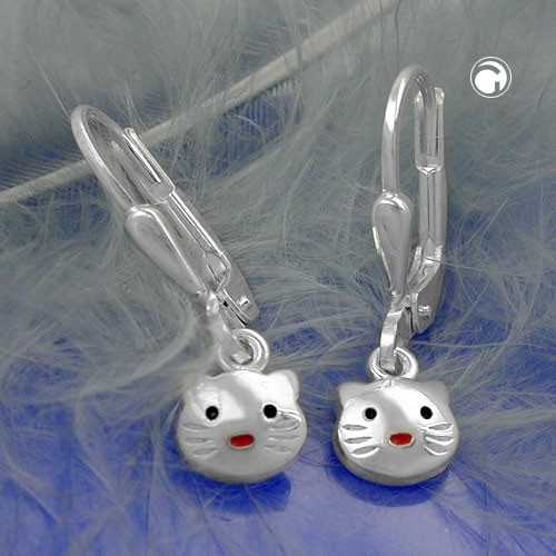 Ohrringe Brisur Katzen echtes 925 Silber