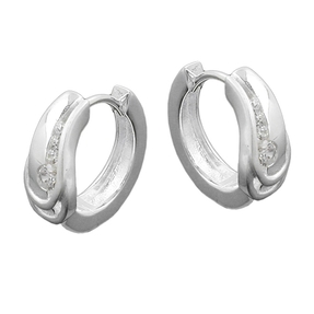 Creole Creolen Ohrringe gewölbt mit Zirkonia echtes 925 Silber Silberohrringe