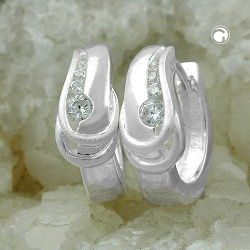 Creolen gewölbt mit Zirkonia 925 Silber