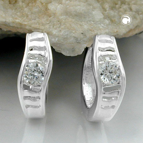 Creolen mit Zirkonia gebogen 925 Silber