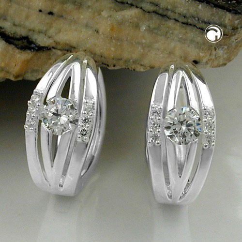 Damencreole mit Zirkonia 925 Silber