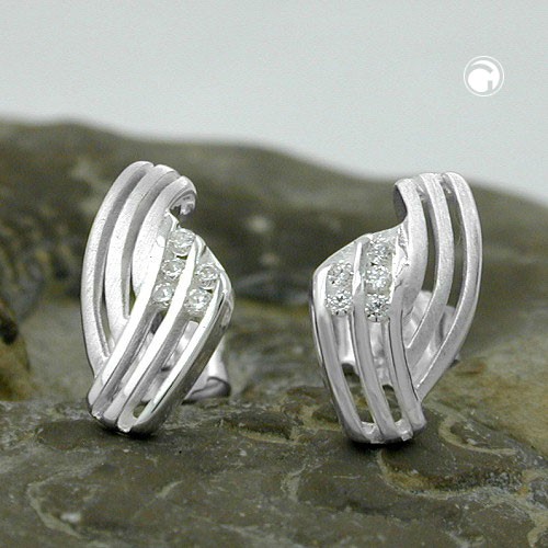Ohrstecker mit Zirkonia streifig 925 Silber