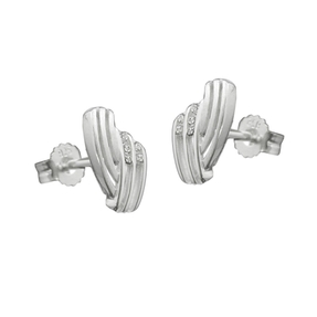 Stecker Ohrstecker mit Zirkonia streifig 925 Silber Sterlingsilber Damen