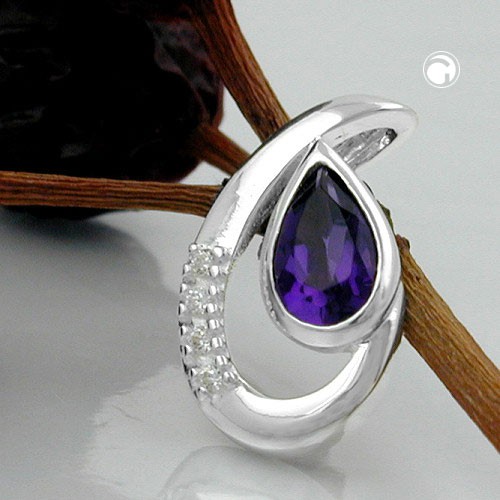 Anhänger Amethyst Zirkonia violett 925 Silber