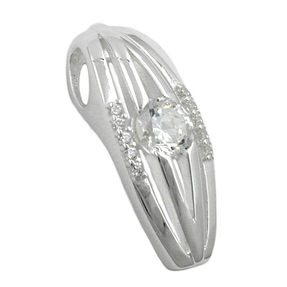 Anhänger Kettenanhänger streifig mit Zirkonia aus echtem 925 Silber Damen Anhänger Kettenanhänger streifig mit Zirkonia aus echtem 925 Silber Damen