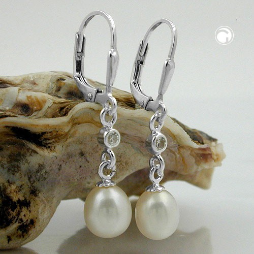 Ohrringe Brisur Perle mit Zirkonia 925 Silber