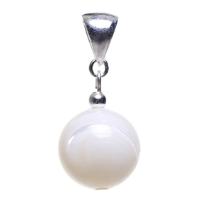 Anhänger aus echtem Perlmutt & 925 Silber Kugel 12mm creme-gelb Halsschmuck Damen