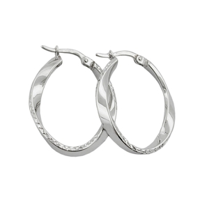 Paar Ohrringe Creolen leicht gedreht 925 Silber diamantiert rhodiniert Damen Paar Ohrringe Creolen leicht gedreht 925 Silber diamantiert rhodiniert Damen
